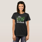Leopard Shamrock One Lucky Math Teacher St. Patric T-shirt (Voorkant volledig)