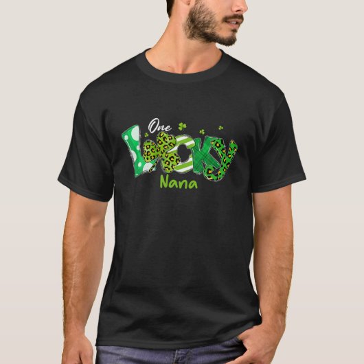 Leopard Shamrock One Lucky Nana St Patricks Day Ir T-shirt (Voorkant)