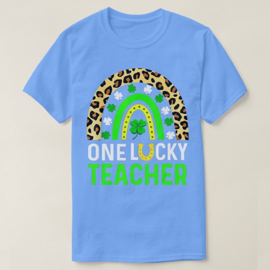Leopard Shamrock One Lucky Teacher St Patrick's Da T-shirt (Design voorkant)
