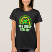 Leopard Shamrock One Lucky Teacher St Patrick's Da T-shirt (Voorkant)