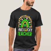 Leopard Shamrock One Lucky Teacher St Patrick's Da T-shirt (Voorkant)