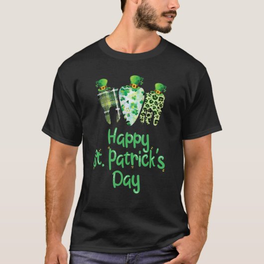 Leopard Shamrock Tooth Happy St Patrick's Day Iris T-shirt (Voorkant)