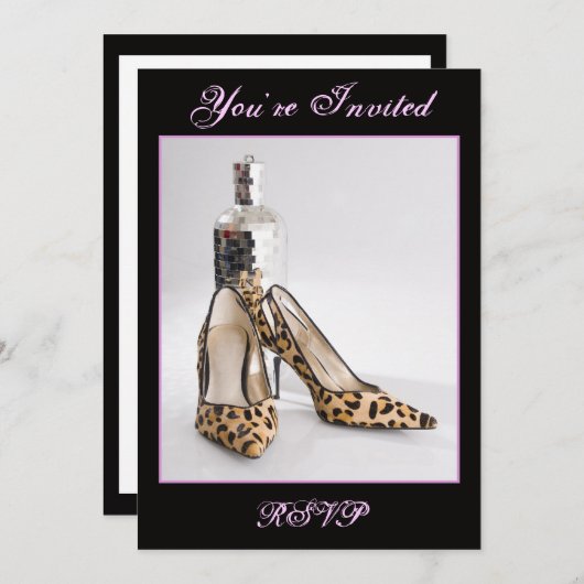 Leopard Shoe Invitation Kaart (Voorkant / Achterkant)