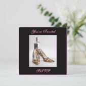Leopard Shoe Invitation Square, je bent uitgenodig Kaart (Staand voorkant)