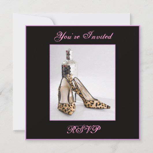 Leopard Shoe Invitation Square, je bent uitgenodig Kaart (Voorkant)