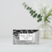 Leopard Silver Glitter Dames DIY Beauty Visitekaartje (Staand voorkant)