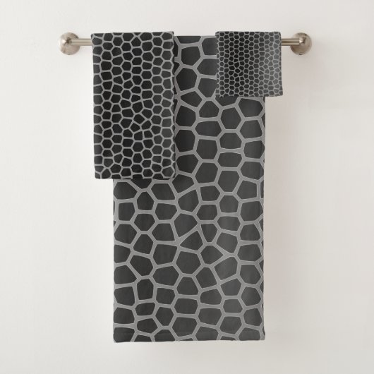 LEOPARD SILVER GRAY BATHROOM TOWEL SET BAD HANDDOEK (Insitu)