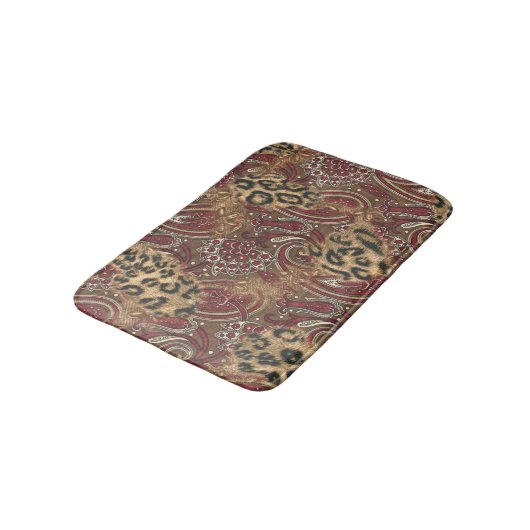 Leopard Skin and Paisley Print Badmat (Gekanteld)