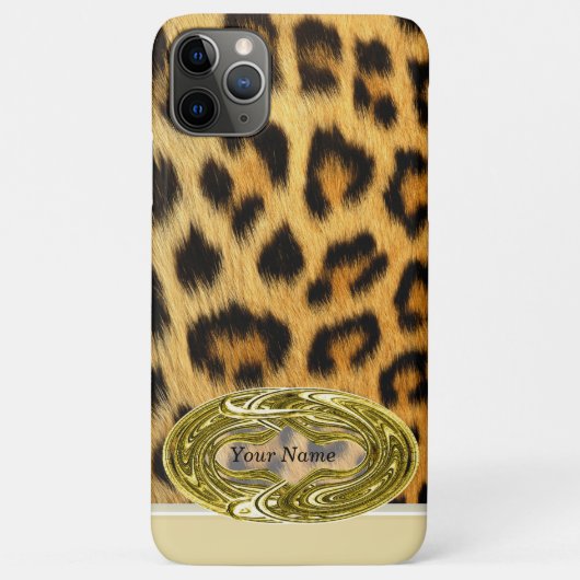 Leopard Skin Animal Print Gold Emblem 11 Case-Mate iPhone Case (Achterkant)
