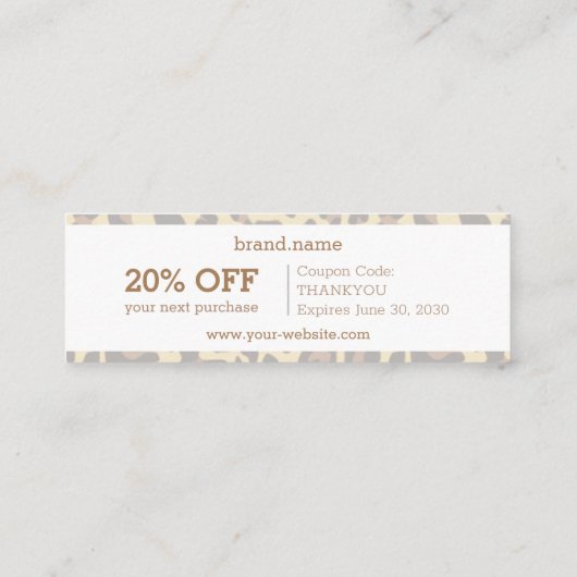 Leopard Skin Animal Print Pattern Discount Cadeau Mini Visitekaartje (Achterkant)