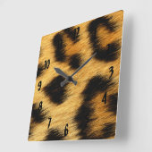 Leopard Skin Animal Print Vierkante Klok (Hoek)