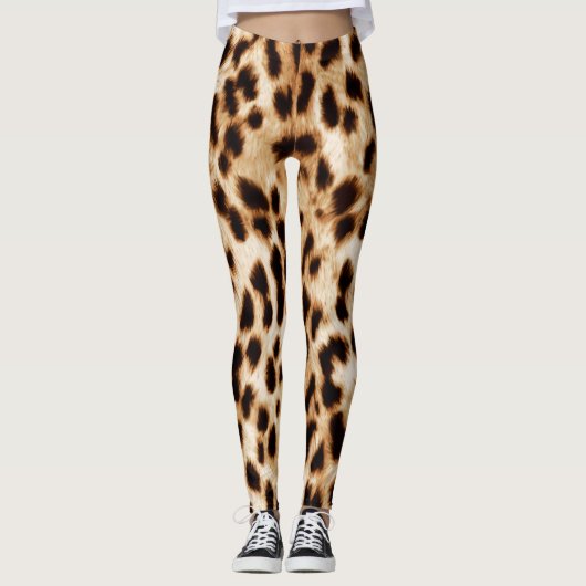 Leopard Skin, Authentiek Wildlife Patroon. Leggings (Voorkant)