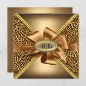 Leopard skin Birthday party Invitation 5 Kaart (Voorkant / Achterkant)