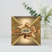 Leopard skin Birthday party Invitation 5 Kaart (Staand voorkant)
