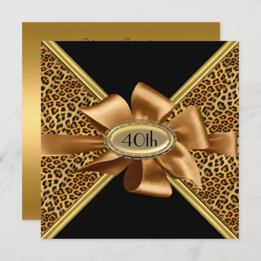 Leopard skin Birthday party Invitation Kaart (Voorkant / Achterkant)