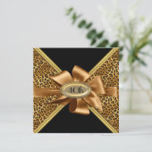 Leopard skin Birthday party Invitation Kaart (Staand voorkant)