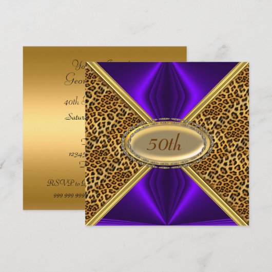 Leopard skin Birthday party Invitation Kaart (Voorkant / Achterkant)