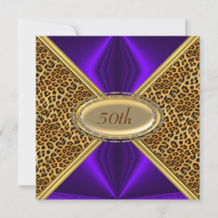 Leopard skin Birthday party Invitation Kaart