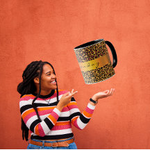 Leopard Skin Black Honey Gold Stripe Name Coffe