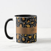 Leopard Skin Black Honey Gold Stripe Name Custom Mok (Links)