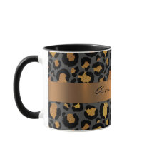 Leopard Skin Black Honey Gold Stripe Name Custom