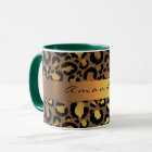 Leopard Skin Black Honey Gold Stripe Name Glam