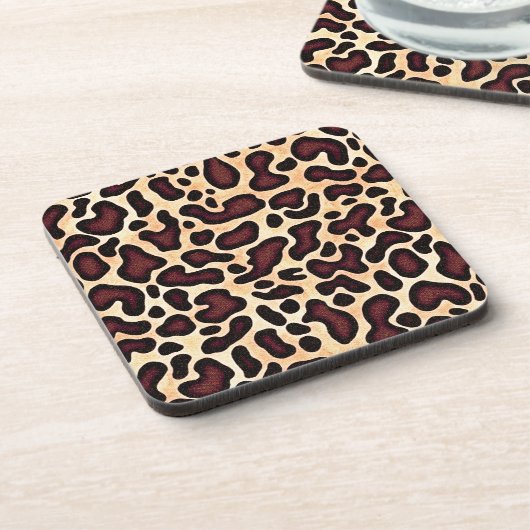 Leopard Skin Brown Cream Pattern - Bier Onderzetter (Linkerzijde)