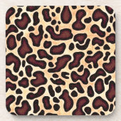 Leopard Skin Brown Cream Pattern - Bier Onderzetter (Voorkant)