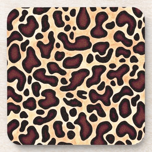 Leopard Skin Brown Cream Pattern - Bier Onderzetter (Voorkant)