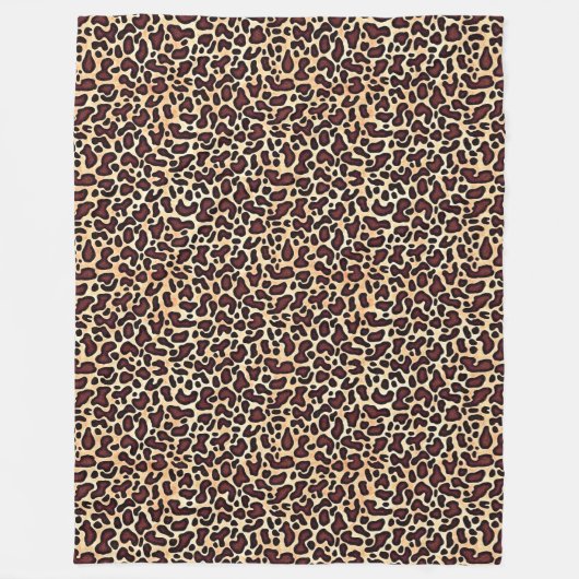 Leopard Skin Brown Cream Pattern - Fleece Deken (Voorkant)