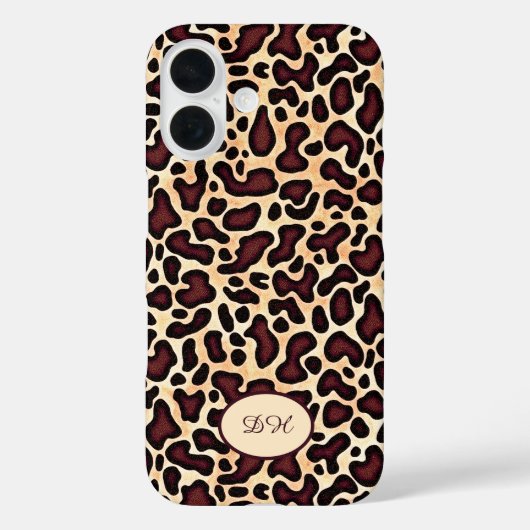 Leopard Skin Brown Cream Pattern Monogrammed - Case-Mate iPhone Case (Achterkant)