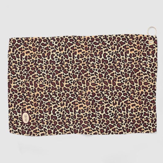 Leopard Skin Brown Cream Pattern Monogrammed - Golfhanddoek (Horizontaal)