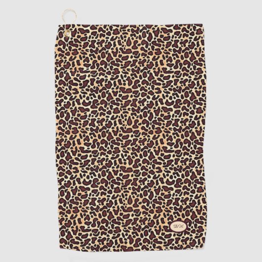 Leopard Skin Brown Cream Pattern Monogrammed - Golfhanddoek (Voorkant)