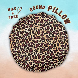 Leopard Skin Brown Cream Pattern - Rond Kussen