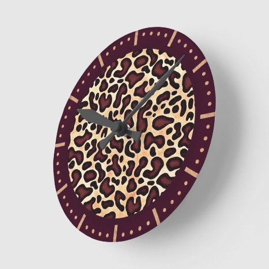 Leopard Skin Brown Cream Pattern - Ronde Klok (Hoek)