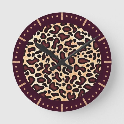 Leopard Skin Brown Cream Pattern - Ronde Klok (Voorkant)