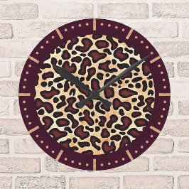Leopard Skin Brown Cream Pattern - Ronde Klok