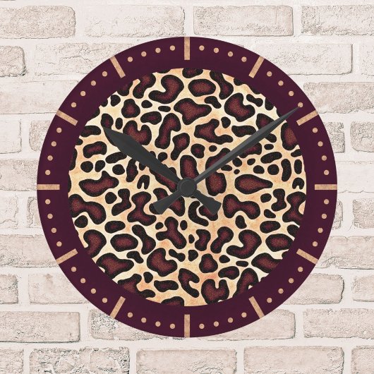 Leopard Skin Brown Cream Pattern - Ronde Klok