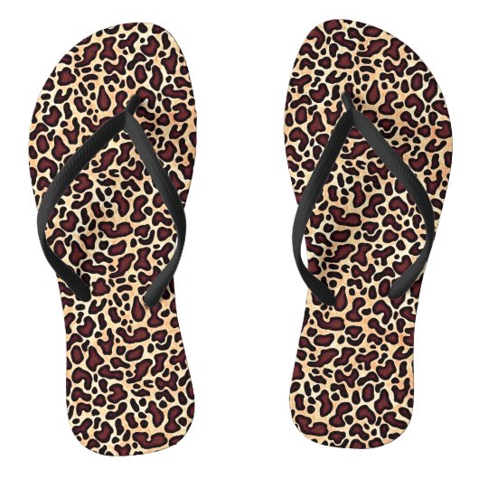 Leopard Skin Brown Cream Pattern - Teenslippers (Voetbed)