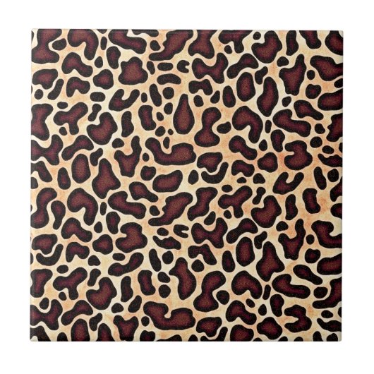 Leopard Skin Brown Cream Pattern - Tegeltje (Voorkant)