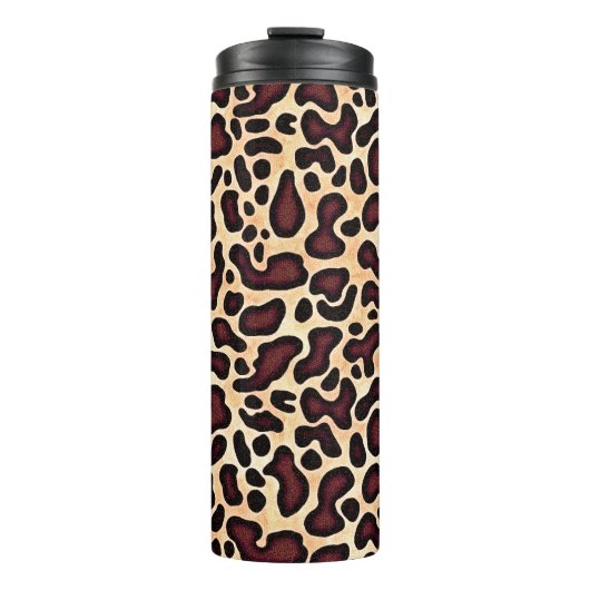 Leopard Skin Brown Cream Pattern - Thermosbeker (Voorkant)