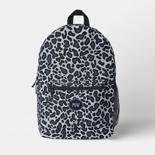 Leopard Skin Denim Grey Blue Pattern -  Printed Ba Bedrukte Rugzak (Voorkant)