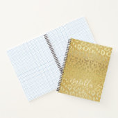 Leopard Skin in Gold op goudglitter Notitieboek (Binnen)