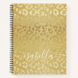 Leopard Skin in Gold op goudglitter Notitieboek