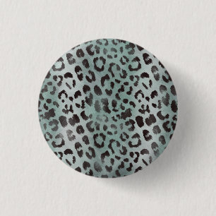 Leopard Skin in Tangerine Blue Zee Ronde Button 3,2 Cm