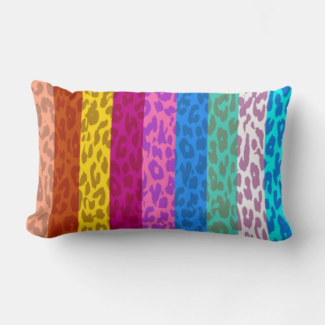 Leopard Skin Multicolor Stripe Patroon 2 Kussen (Voorkant)