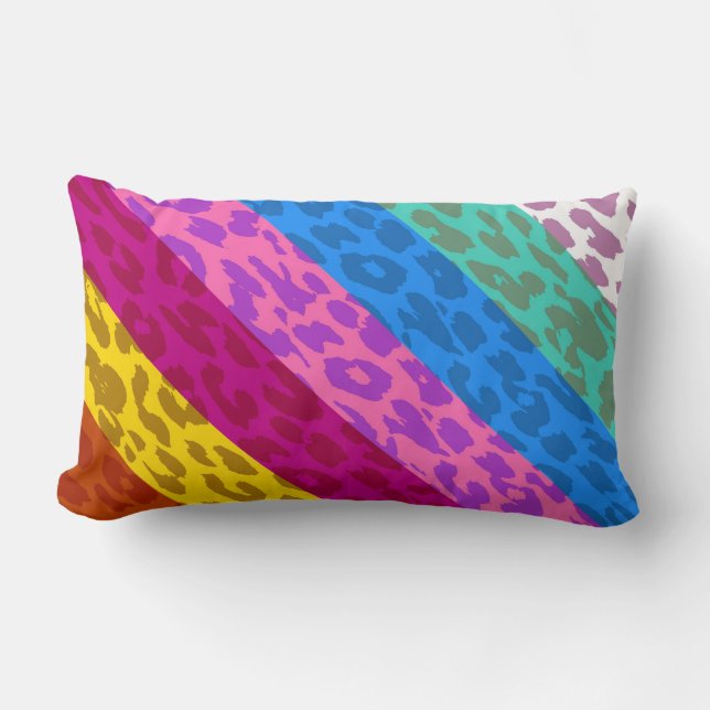 Leopard Skin Multicolor Stripe Patroon 2 Kussen (Voorkant)
