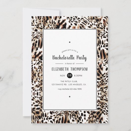 Leopard Skin Pattern Bachelorette Party Kaart (Voorkant)