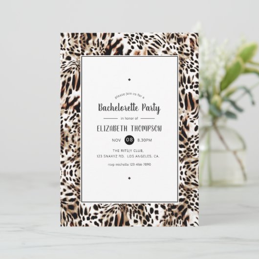Leopard Skin Pattern Bachelorette Party Kaart (Staand voorkant)