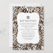Leopard Skin Pattern Bat Mitzvah Kaart (Voorkant)